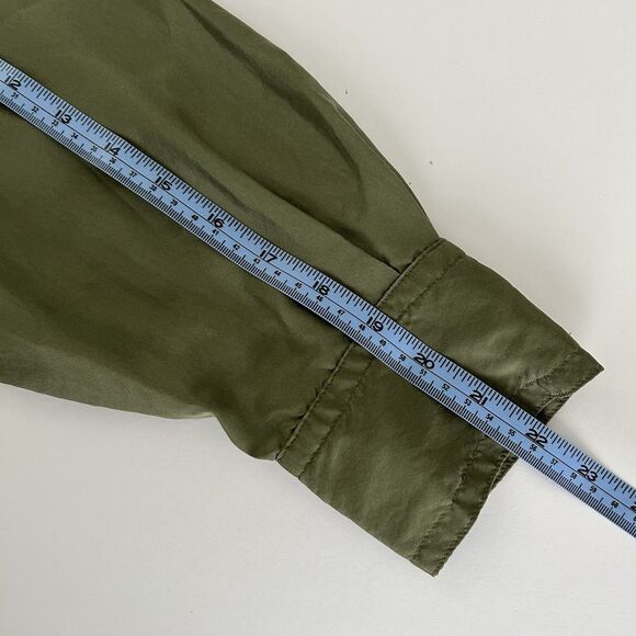 NWT Banana Republic Silk Top Womens Size L Green Long Utility Blouse Career - Picture 11 of 13